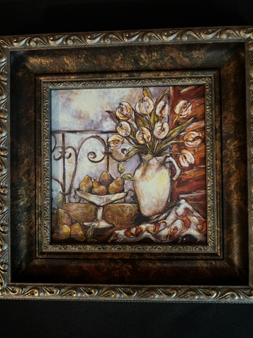 Framed Still Life Floral & Fruit Wall Art - Earth Tones